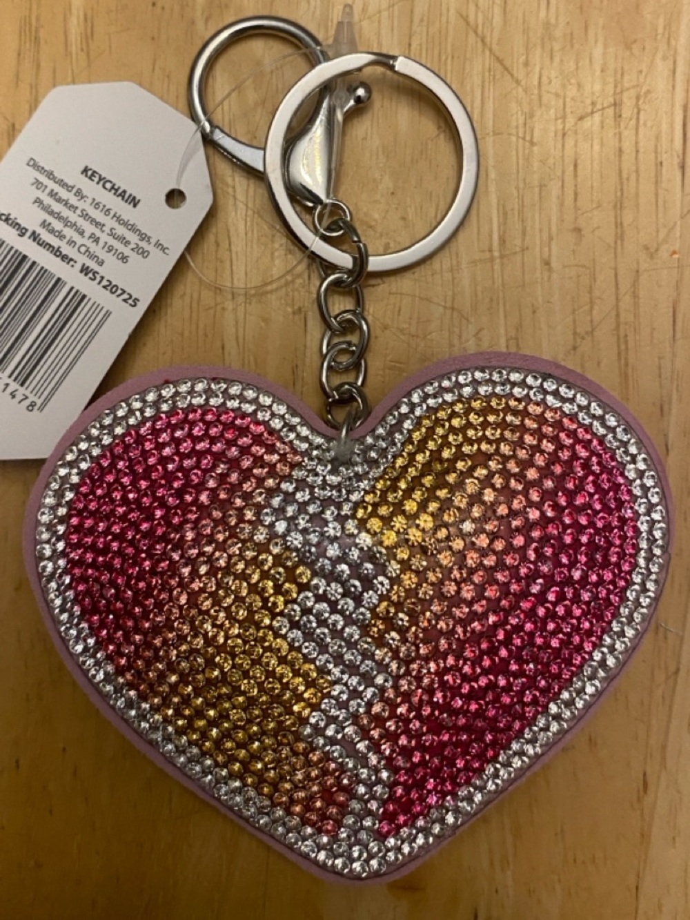 Heart Crystal bag charm Keychain - Pink, Gold & Silver NWT